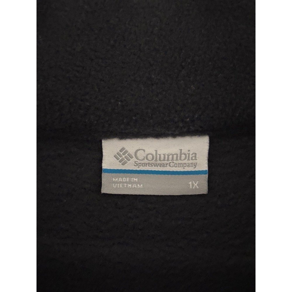 Columbia Fleece Jacket Women 1X Black Full Zip Mock Neck Logo Good Preowned
